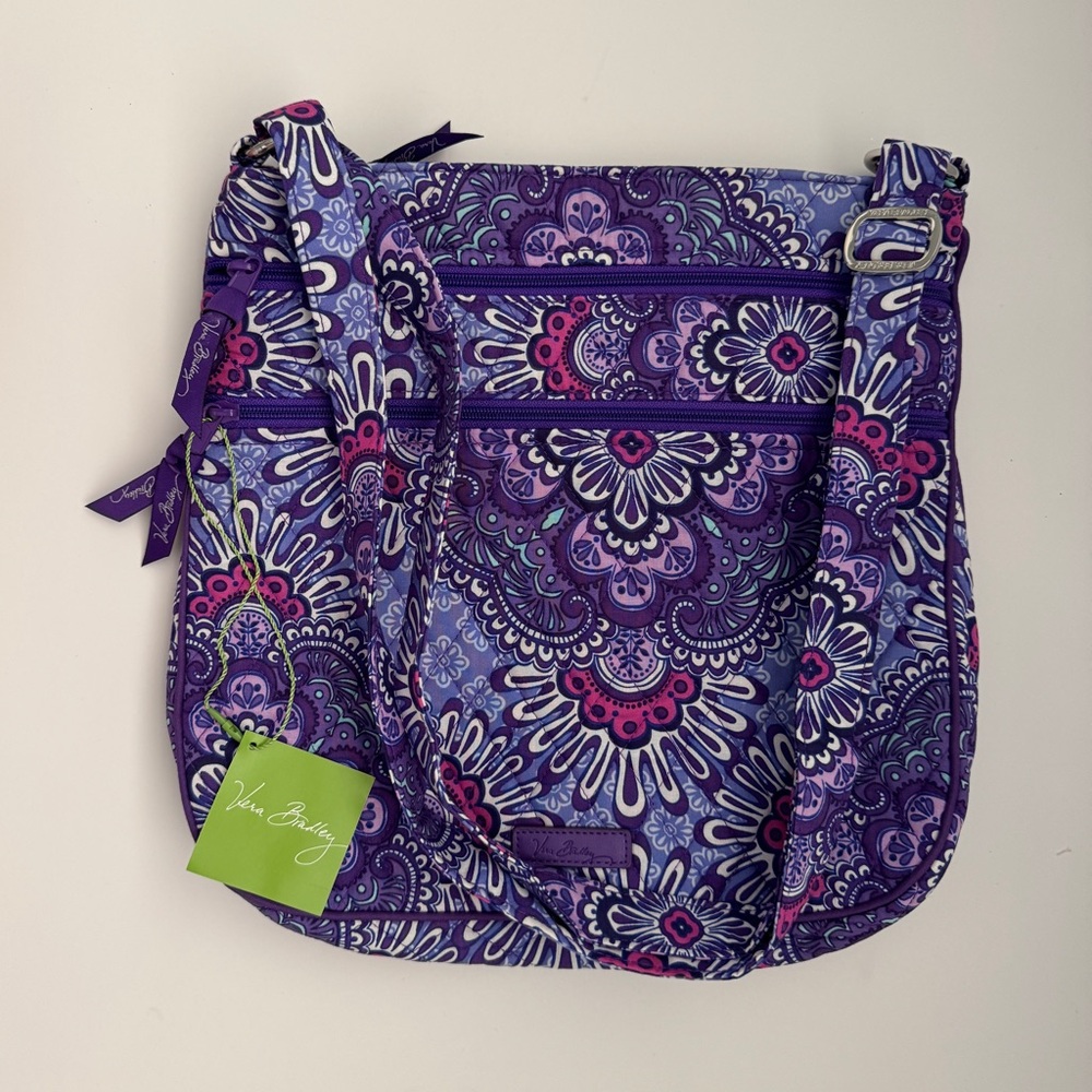 Vera Bradley Purple and Blue Shoulder Bag with Quilted Design